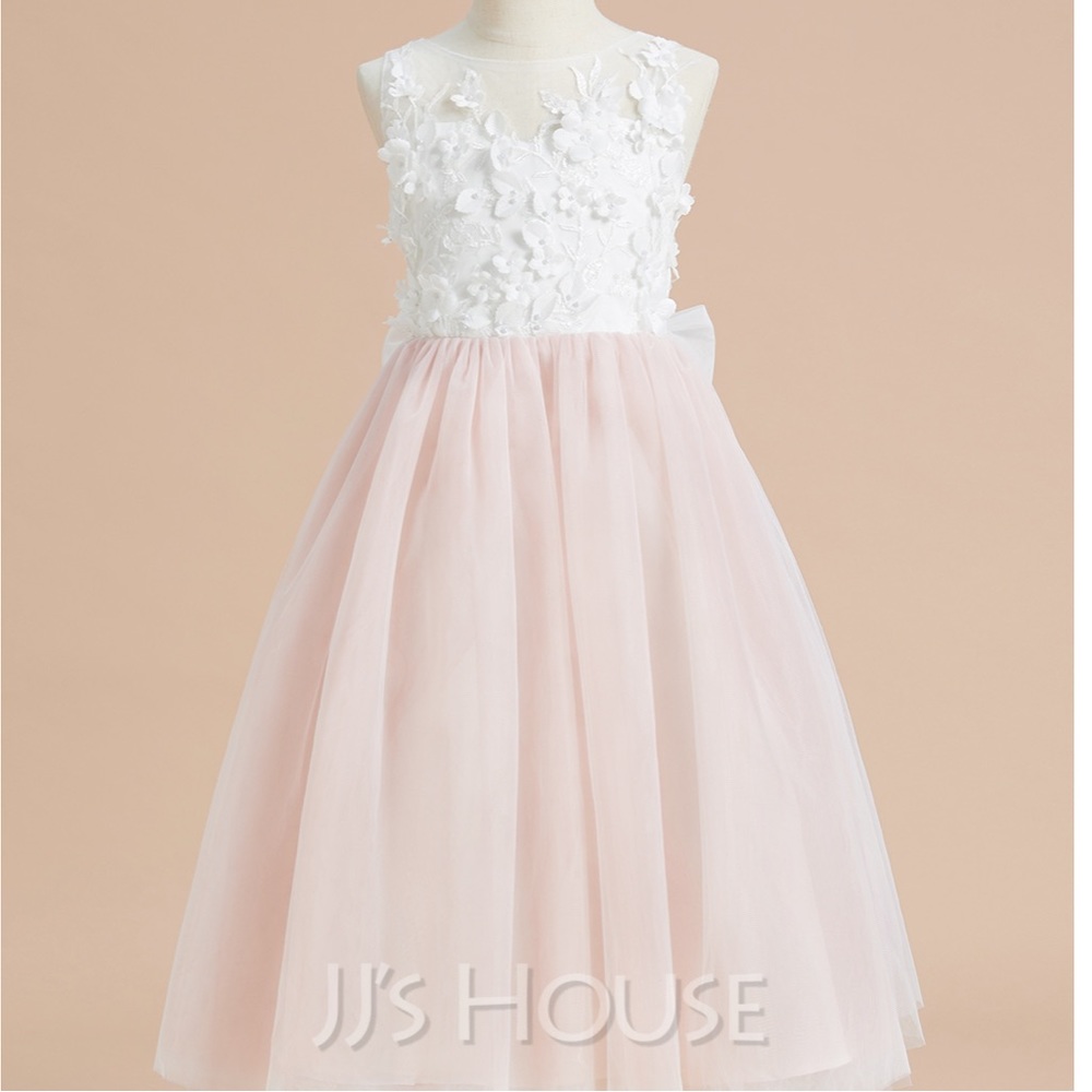 A-Line Tea-length Flower Girl Dress